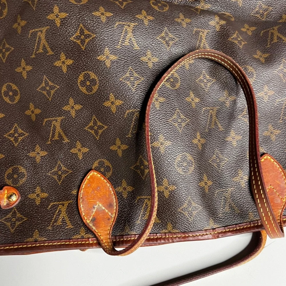 Vintage Louis Vuitton Neverfull MM Monogram Canvas Tote Bag Brown Shoulder Bag